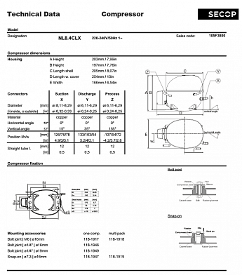 Компрессор Secop NL8.4CLX