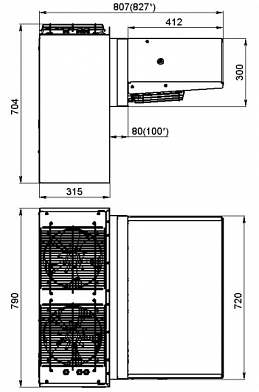 Холодильный моноблок Polair MB 216 S - габаритные размеры
