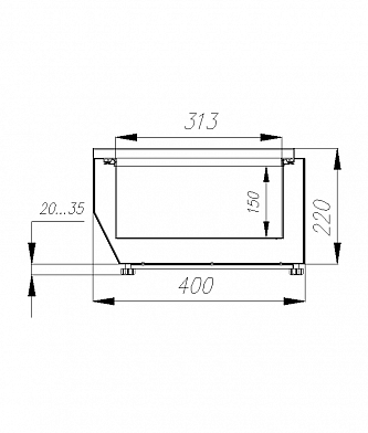 Витрина для ингредиентов Carboma A40 SM 1,2 (VT2-G (GN1/3)) - габаритные размеры